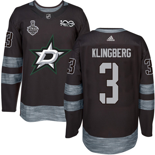 Men Adidas Dallas Stars 3 John Klingberg Black 1917-2017 100th Anniversary 2020 Stanley Cup Final Stitched NHL Jersey